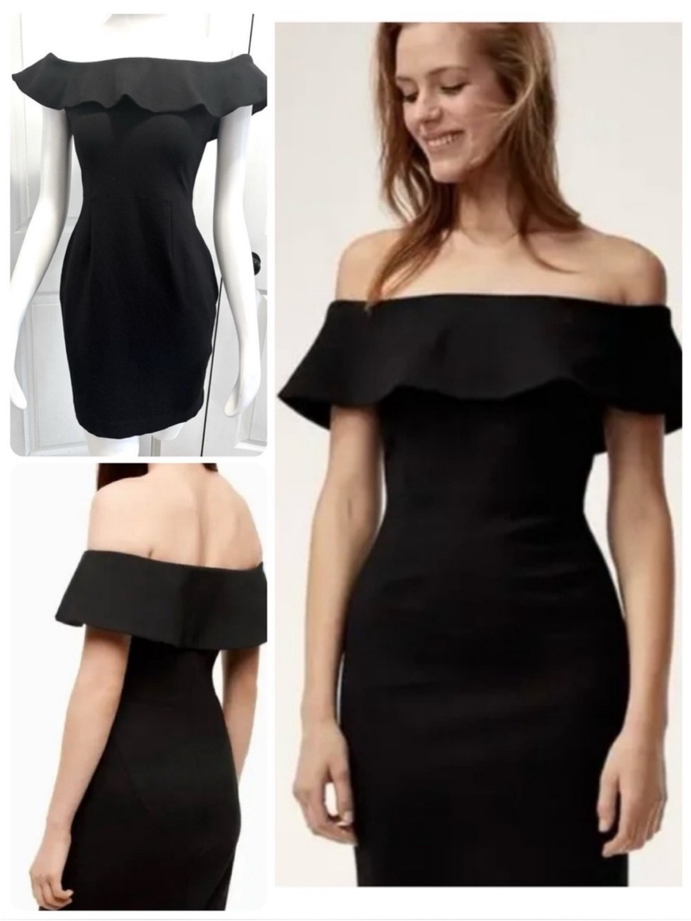 Aritzia Babaton Emry Dress Off The Shoulder Strapless Ruffle Mini Black Size 4